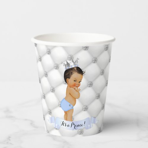 Little Prince Light Blue White Diamonds Baby Boy Paper Cups