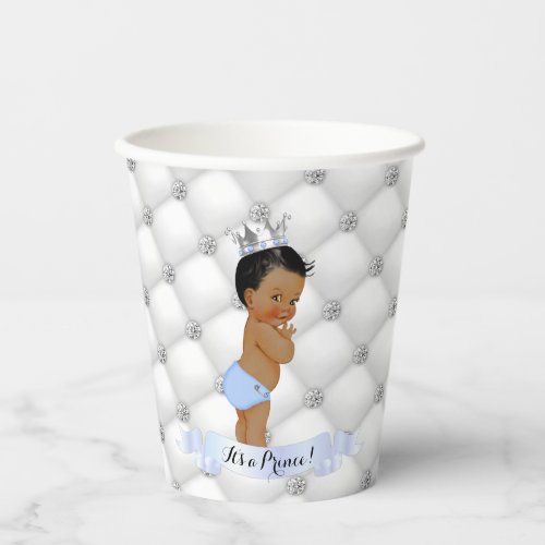 Little Prince Light Blue White Diamonds Baby Boy Paper Cups