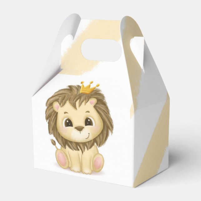 Little Prince Lion Boy Baby Shower Favor Boxes (Front Side)