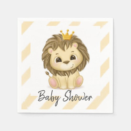 Little Prince Lion Boy Baby Shower Napkins