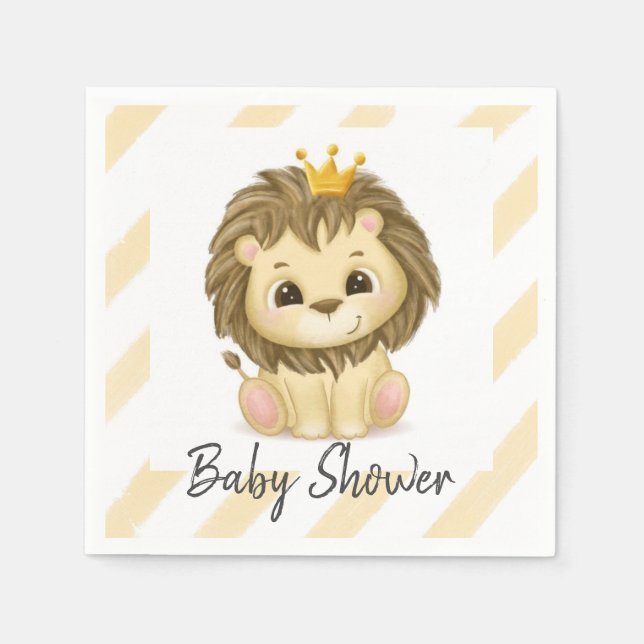 Little Prince Lion Boy Baby Shower Napkins (Front)