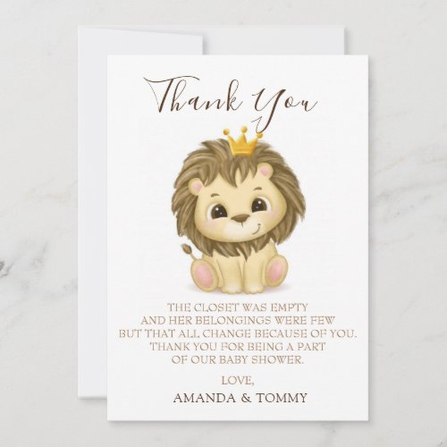 Little Prince Lion Boy Baby Shower Thank You