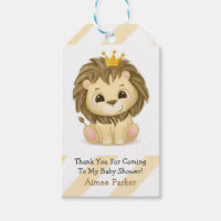 Little Prince Lion Boy Baby Shower Thank You Gift Tags