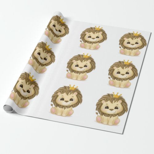 Little Prince Lion Boy Baby Shower Wrapping Paper