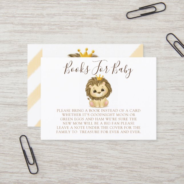 Little Prince Lion Boy Books For Baby Business Card (Front/Back In Situ)