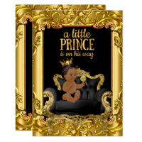 Little Prince on Throne Baby Shower Ethnic Card