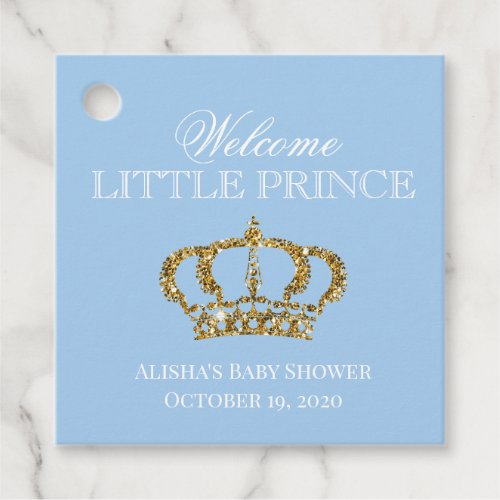 Little Prince Royal Baby Blue and Gold Baby Shower Favor Tags