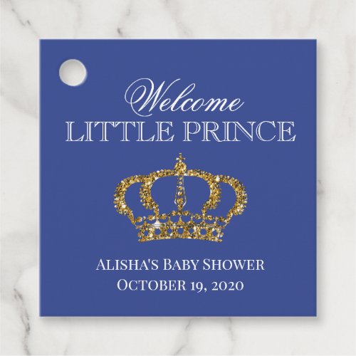 Little Prince Royal Blue and Gold Baby Shower Favor Tags