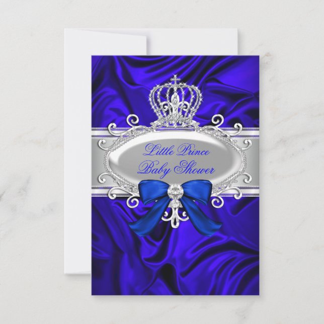 Little Prince Royal Blue Baby Shower Invite (Front)