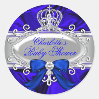 Little Prince Royal Blue Baby Shower Sticker