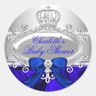 Little Prince Royal Blue Baby Shower Sticker
