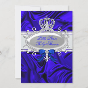 Little Prince Royal Blue Boy Baby Shower 2 Invitation