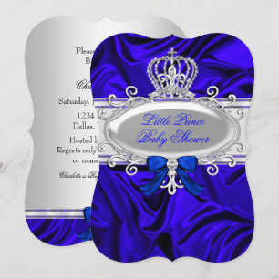 Little Prince Royal Blue Boy Baby Shower 2 Invitation