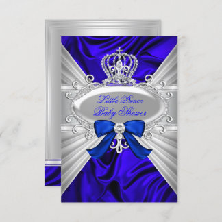 Little Prince Royal Blue Boy Baby Shower Invite