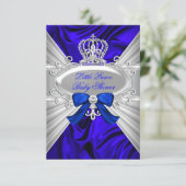 Little Prince Royal Blue Boy Baby Shower Invite (Standing Front)