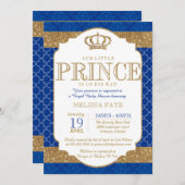 Little Prince Royal Blue Gold Baby Shower Invitation (Front/Back)