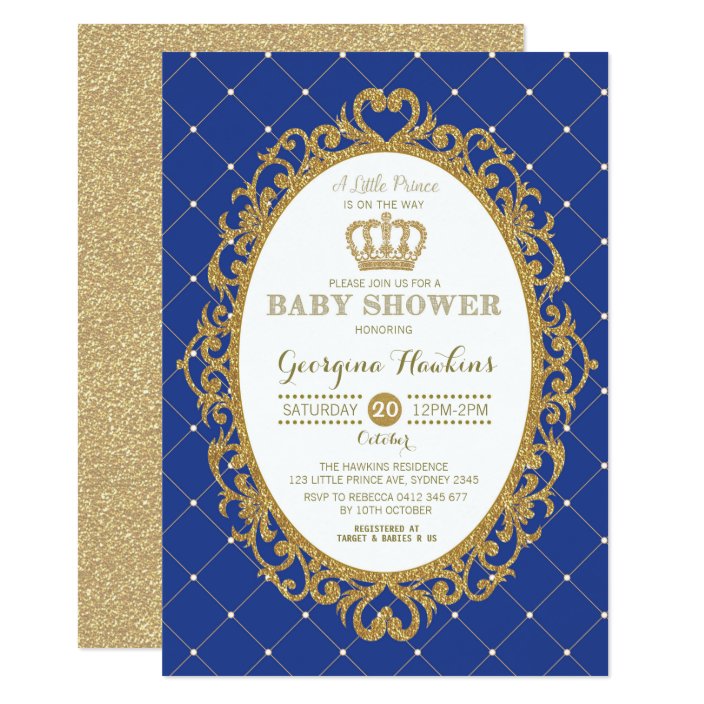 prince royal blue and gold baby shower