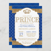 Little Prince Royal Blue Gold Birthday or Shower Invitation (Front/Back)