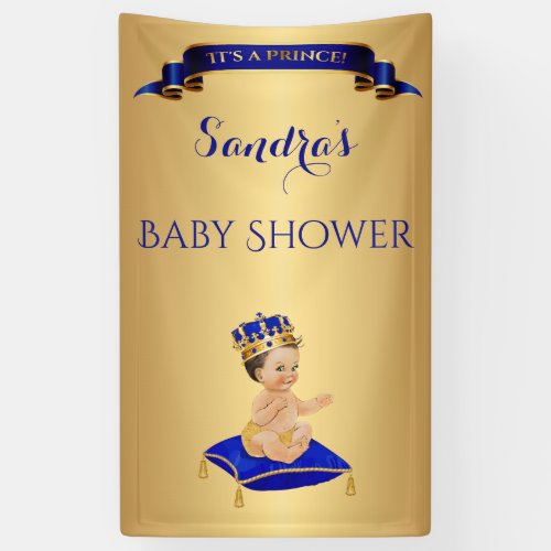 Little Prince Royal Blue Gold Cup Spoon Pillow Banner