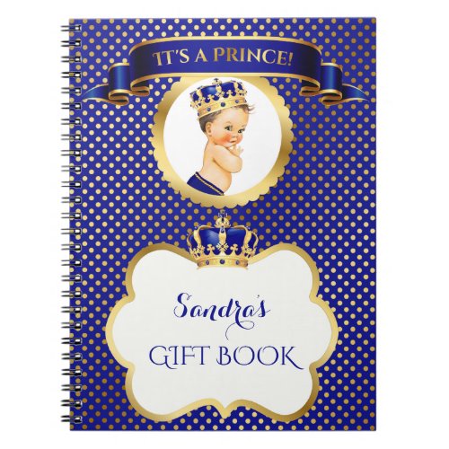 Little Prince Royal Blue Gold Gift Guest List Notebook