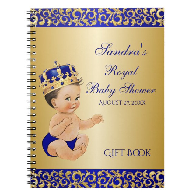 Little Prince Royal Blue Gold Gift Guest Notebook (Front)