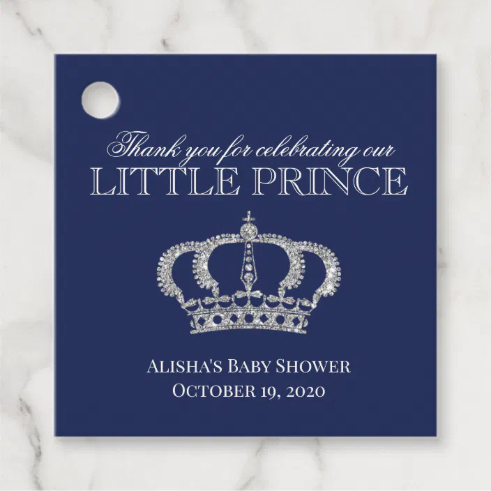 Little Prince Royal Blue Silver Shower Thank You Favor Tags Zazzle Com