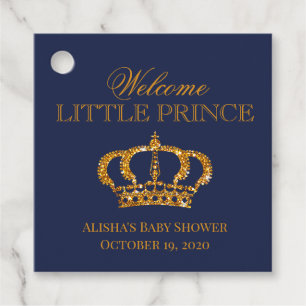 Little Prince Royal Crown Navy Blue Favor Tags