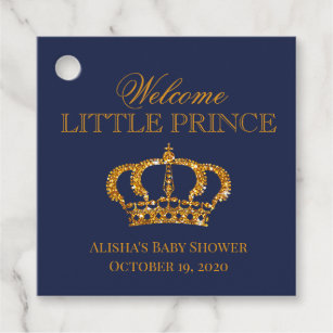Little Prince Royal Crown Navy Blue Favor Tags