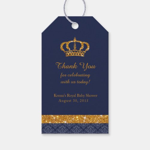 Little Prince Royal Navy Blue and Gold Favor Tag