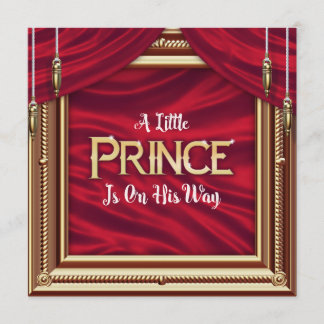 Little Prince Royal Red Boy Baby Shower Invitation