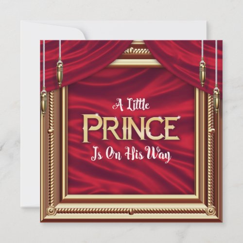 Little Prince Royal Red Boy Baby Shower Invitation