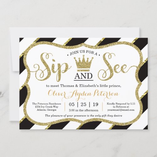 Little Prince Sip and See Baby Shower Invitation