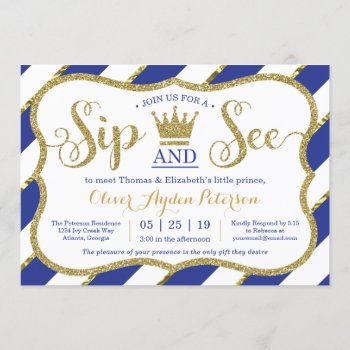Little Prince Sip And See Baby Shower Invitation by DeReimerDeSign at Zazzle
