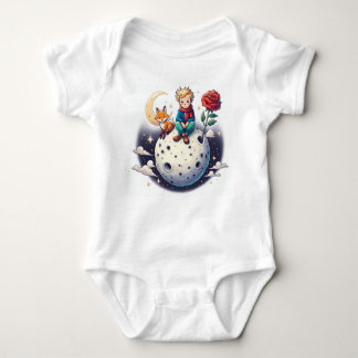 Little Prince sitting on the moon Baby Bodysuit
