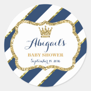 Little Prince Sticker, Navy Blue, Faux Glitter Classic Round Sticker