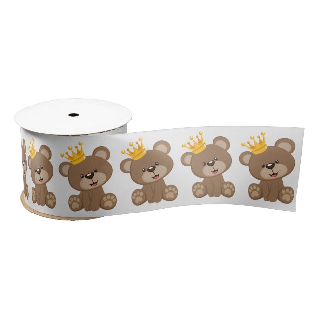 Little Prince Teddy Bear Boy Baby Shower Satin Ribbon (Spool)