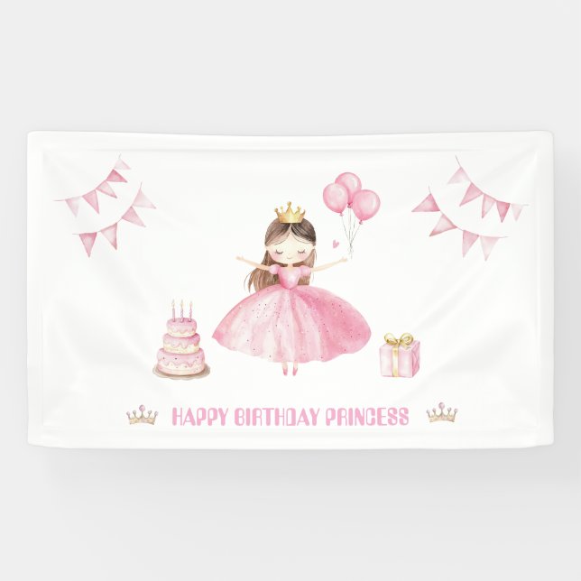 Little Princess 1st Birthday Personalised Banner (Horizontal)