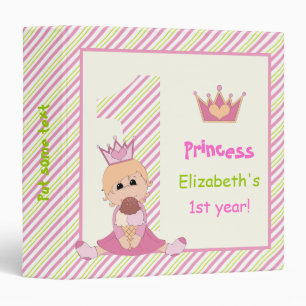 Little princess and crown girls 1st birthday pink binder