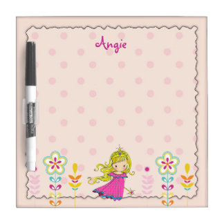 Little Princess and Flowers Pink Dry Erase Board