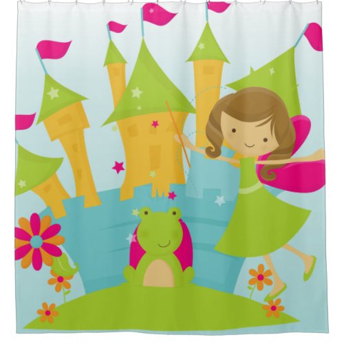 Little Princess and Frog Prince Castle Fairytales Shower Curtain