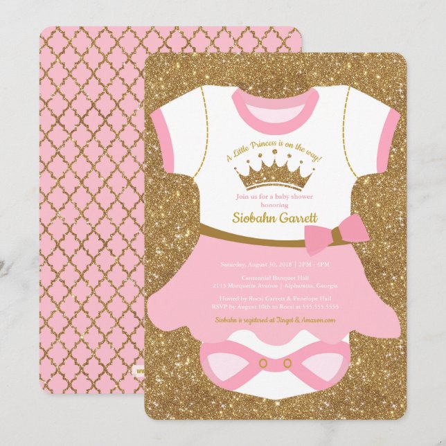 Little Princess Baby Pajamas Shower Invitation (Front/Back)