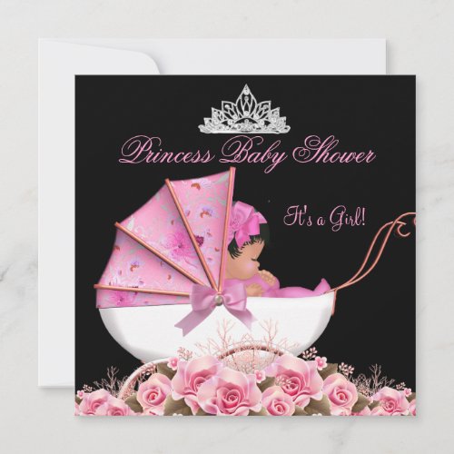 Little Princess Baby Shower Baby Girl Pink Rose 3a Invitation