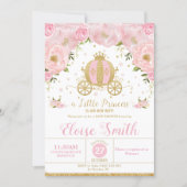 Little Princess Baby Shower Carriage Pink Floral Invitation (Front)