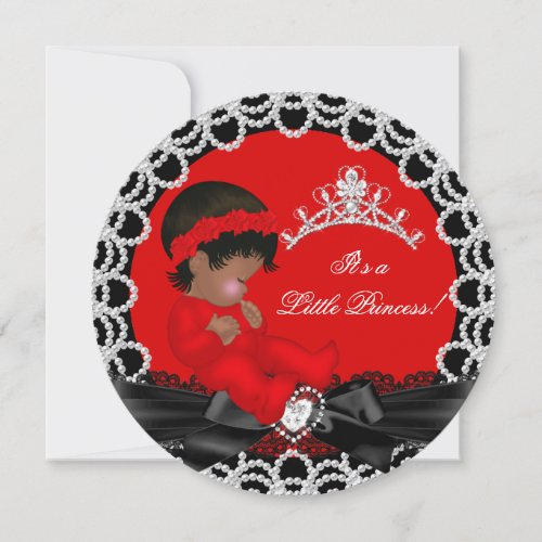 Little Princess Baby Shower Cute Baby Girl Red 2 Invitation