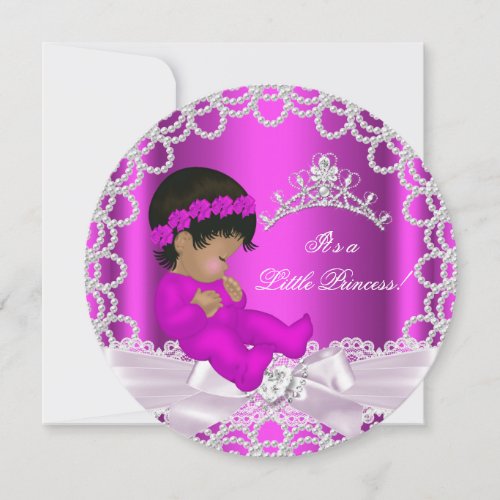 Little Princess Baby Shower Cute Girl Hot Pink Invitation