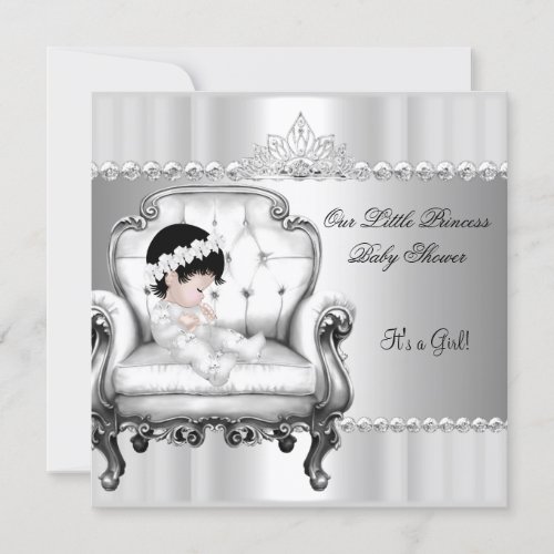 Little Princess Baby Shower Girl Baby on Chair Invitation