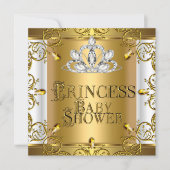 Little Princess Baby Shower Girl Gold White Invitation (Front)
