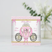Little Princess Baby Shower Girl Pink Carriage 2 Invitation (Standing Front)