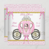 Little Princess Baby Shower Girl Pink Carriage 2 Invitation (Front/Back)