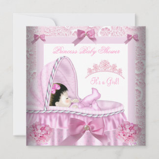 Little Princess Baby Shower Girl Pink Damask Invitation